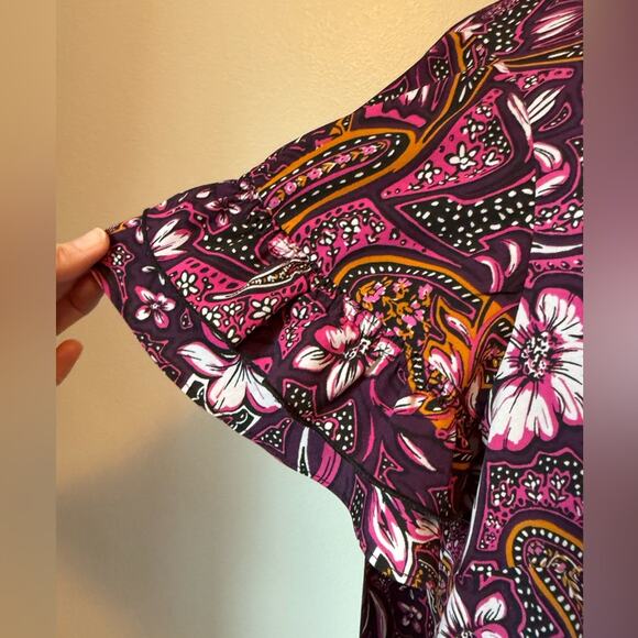 Lane Bryant Whimsical Paisley Tropical Bloomcore Ruffle Bell Sleeve Blouse 16 - Picture 5 of 9